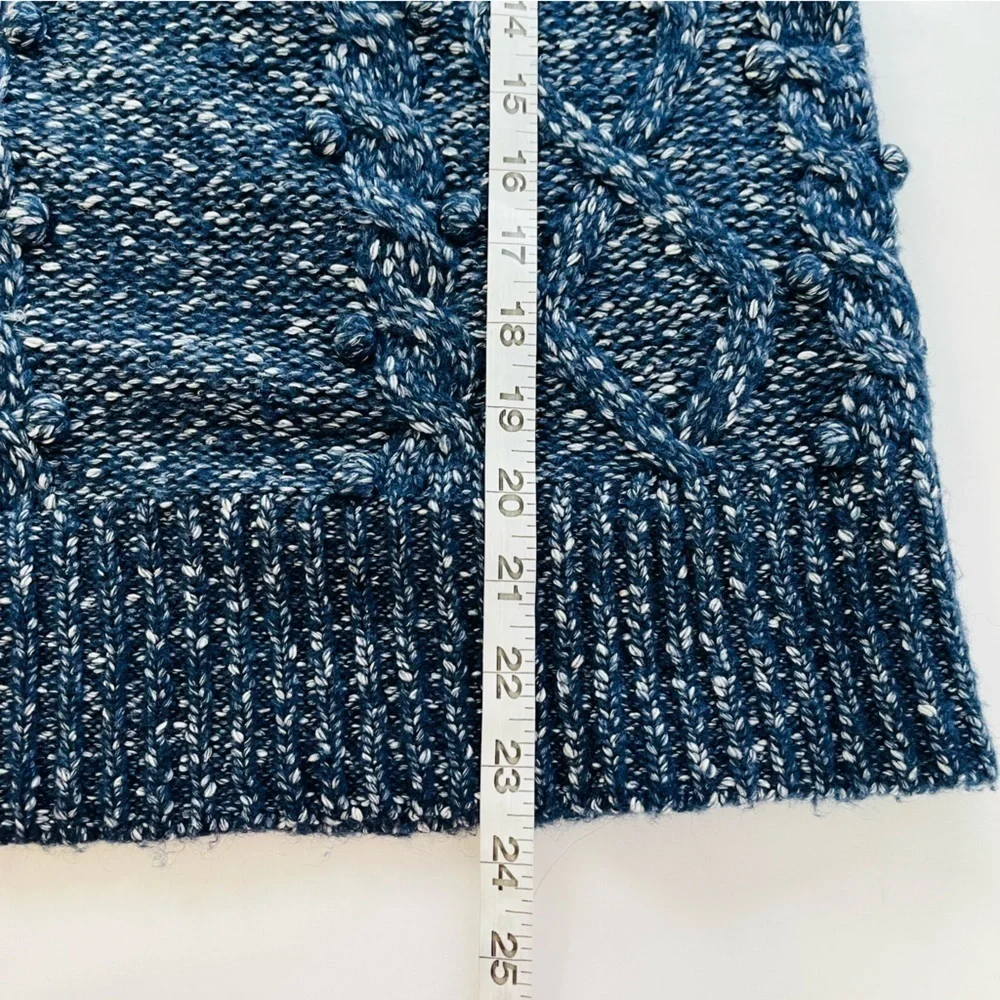 Kate Spade chunky cable‎ knit sweater turtleneck bobble knit blue women's size S
